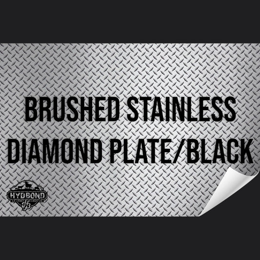 Indestructible UV Printed Brushed Stainless Diamond Plate/Black Leatherette Sheet – 12"x24" UltraHyd® Series | Hydbond™