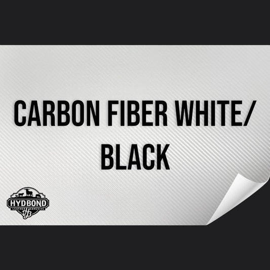 Indestructible UV Printed Carbon Fiber White/Black Leatherette Sheet – 12"x24" UltraHyd® Series | Hydbond™